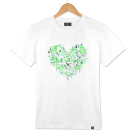 green heart shape abstract with white abstract background