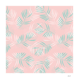 Palm Leaves Lace Pattern on Pale Pink