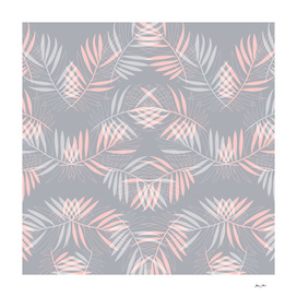 Palm Leaves Lace Pattern on Grey