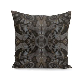 Curves & lotuses, arabesque in charcoal black and taupe