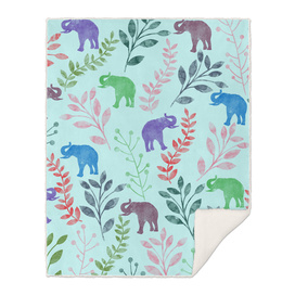 Watercolor Floral & Elephant  III
