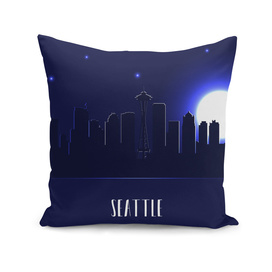 Seattle skyline silhouette at night