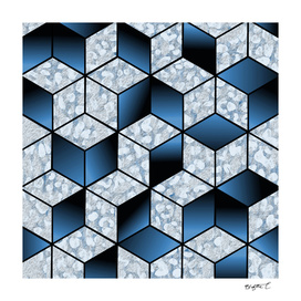 Abstract Blue Cubic Effect Design