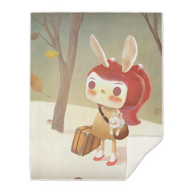 LostLittle Girl Lost in A Forest with Suitcase