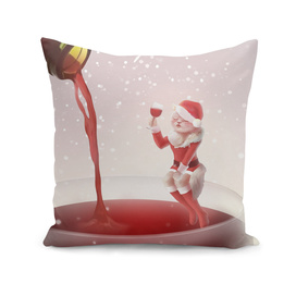 Santa Cat Holding Glass Red Wine