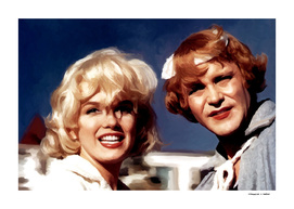 Marilyn Monroe & Jack Lemon on the set of "Some Like It Hot"
