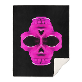 psychedelic pink skull face portrait with black background