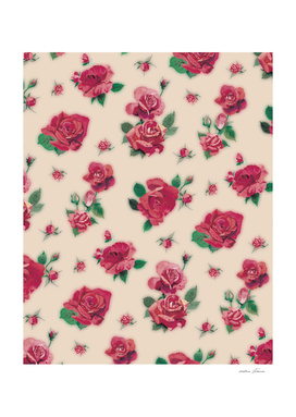 RED ROSES PATTERN - LIGHT PINK BACKGROUND