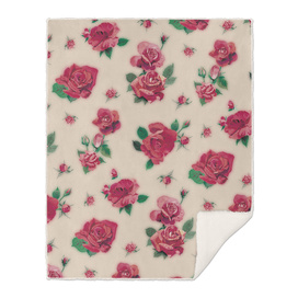 RED ROSES PATTERN - LIGHT PINK BACKGROUND