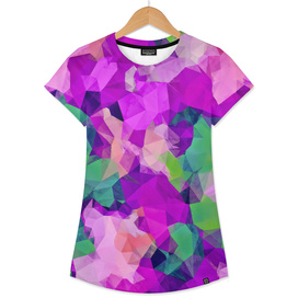 psychedelic geometric polygon abstract in pink purple green