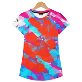 psychedelic geometric polygon abstract in pink red blue