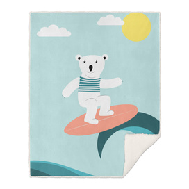 polar bear on the surfboard