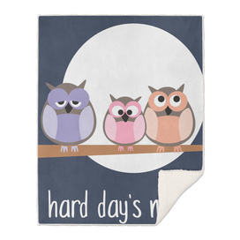 Hard day's night illustration with owls