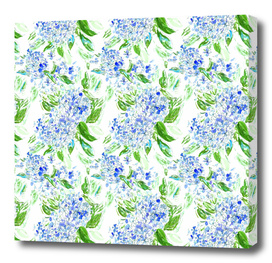Blue Hydrangea Floral Watercolour Pattern