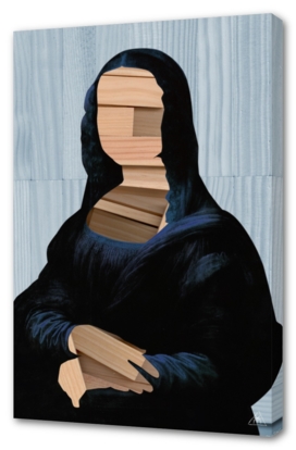 Mona Lisa - blue shinning WoodCutCollage