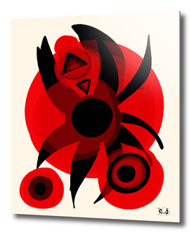 Red Black Star Abstract Art