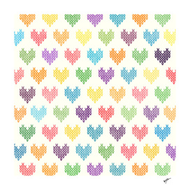 Colorful Knitted Hearts IX