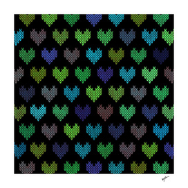 Colorful Knitted Hearts VII