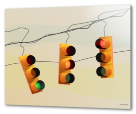 Traffic lights and sunset illustration