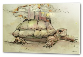 City on a turtle illustration