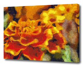 Red-and-yellow flower. Van Gogh style painting