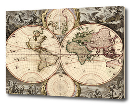 Vintage Map of The World (1690)