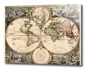 Vintage Map of The World (1690)