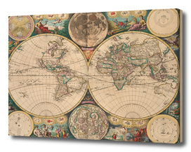 Vintage Map of The World (1672)