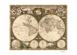 Vintage Map of The World (1660)