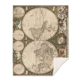 Vintage Map of The World (1660)