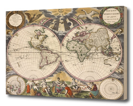 Vintage Map of The World (1672) 2