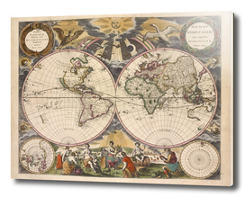 Vintage Map of The World (1672) 2