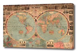 Vintage Map of The World (1883)
