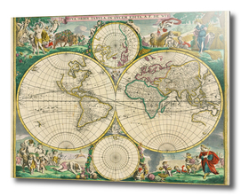 Vintage Map of The World (1670)