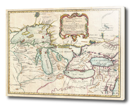 Vintage Map of The Great Lakes (1755)