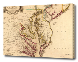 Vintage Map of The Chesapeake Bay (1719)