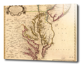 Vintage Map of The Chesapeake Bay (1719)