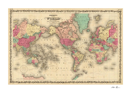 Vintage Map of The World (1860)