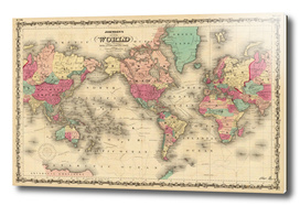 Vintage Map of The World (1860)