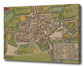 Vintage Map of Oxford England (1605)