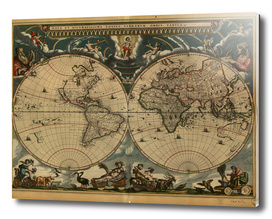 Vintage Map of The World (1664)