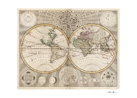 Vintage Map of The World (1687)