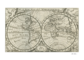 Vintage Map of The World (1708)
