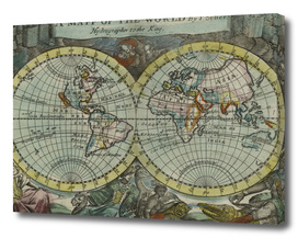 Vintage Map of The World (1682)