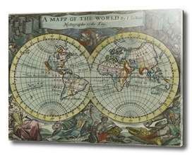 Vintage Map of The World (1682)