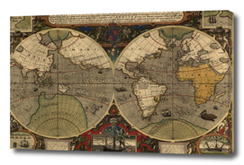 Vintage Map of The World (1595) 2