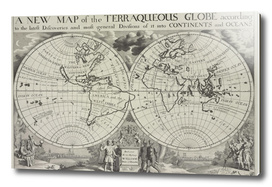 Vintage Map of The World (1700)