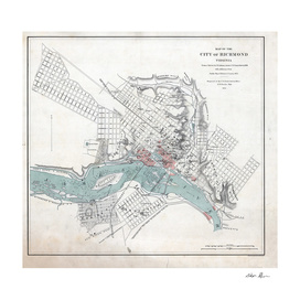 Vintage Map of Richmond Virginia (1864)