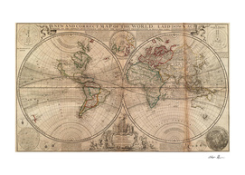 Vintage Map of The World (1709)