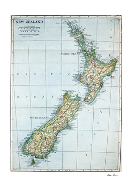Vintage Map of New Zealand (1921)